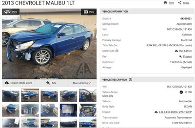 Used Wheel fits: 2013 Chevrolet Malibu 17x8 opt R1U Grade A