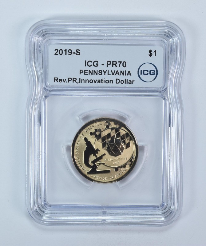 2019-S American Innovation $1 Polio Vaccine PA Reverse PR70 ICG *0284