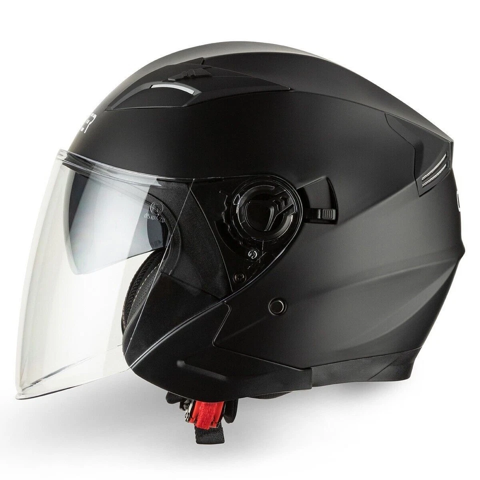 CRUIZER Casco Jet Moto Scooter Omologato Doppia Visiera Nero Opaco - Immagine 3 di 4