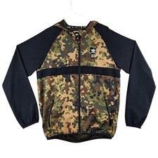 Adidas Climalite Mens Camouflage Windbreaker Hooded Zip Up Jacket Black Camo