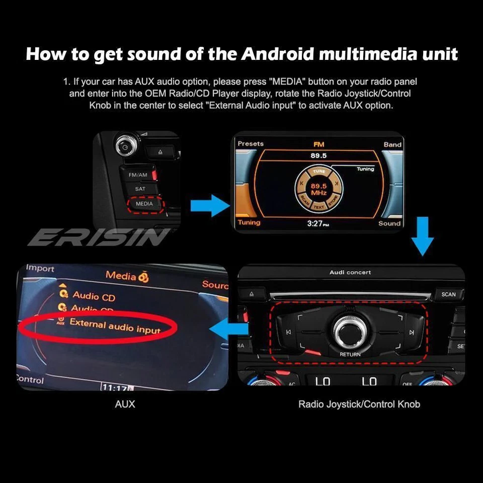 10.25" Android 12 GPS Autoradio For Audi Q5 WiFi 4G DAB+ IPS TPMS DVR CarPlay BT - Immagine 4 di 4
