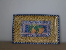 WILLIAMS SONOMA Sicily Peaches Rectangular Stoneware Serving Platter Portugal