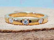 Minimalist Dainty Ring, Sprinkle Moissanite Eternity Wedding Simple Promise Band