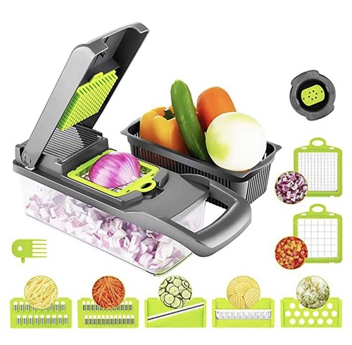 Lote de 2 Picadoras de Verduras Nuevas 12 en 1 Cebolla Acero Inoxidable Multifunción - Imagen 7 de 19
