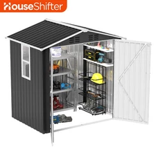 5.6x3.9ft Galvanized Metal Outdoor Storage Shed 130CuFT Garden Shelter w/ Doors
