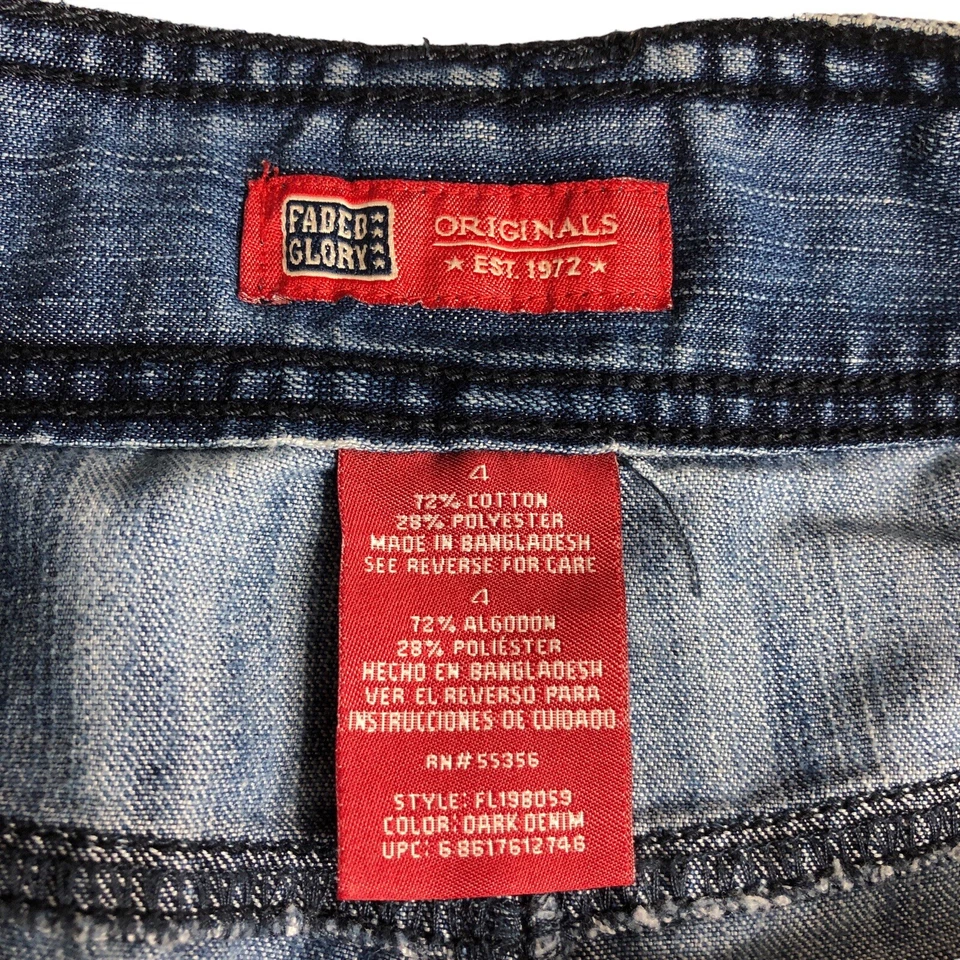 Винтажная женская юбка Y2K Faded Glory из 4 джинсовых коротких джинсов состаренная вестерн гранж - Изображение 3 из 4