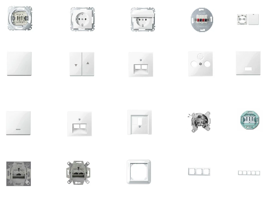 Merten Schalter, Steckdosen u.a. System M, Atelier polarweiß glänzend