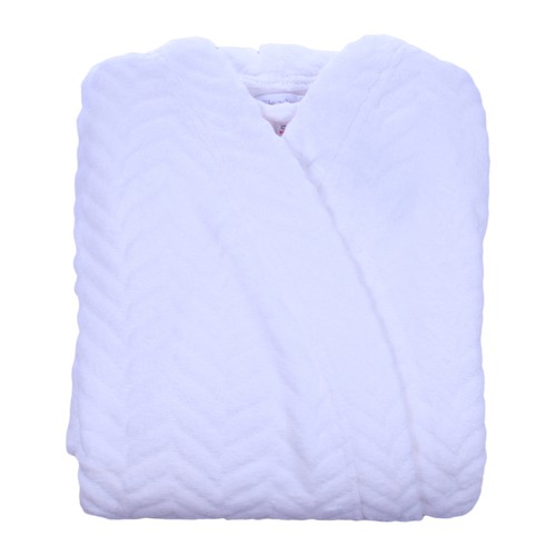 Dressing Gown Womens Slenderella Soft Textured Zig Zag Fleece Luxury Bath Robe - Picture 13 of 48