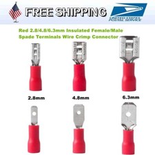 Vinyl Insulated Female Male Spade Terminals 2.8 4.8 6.3mm Wire Crimp Connectors