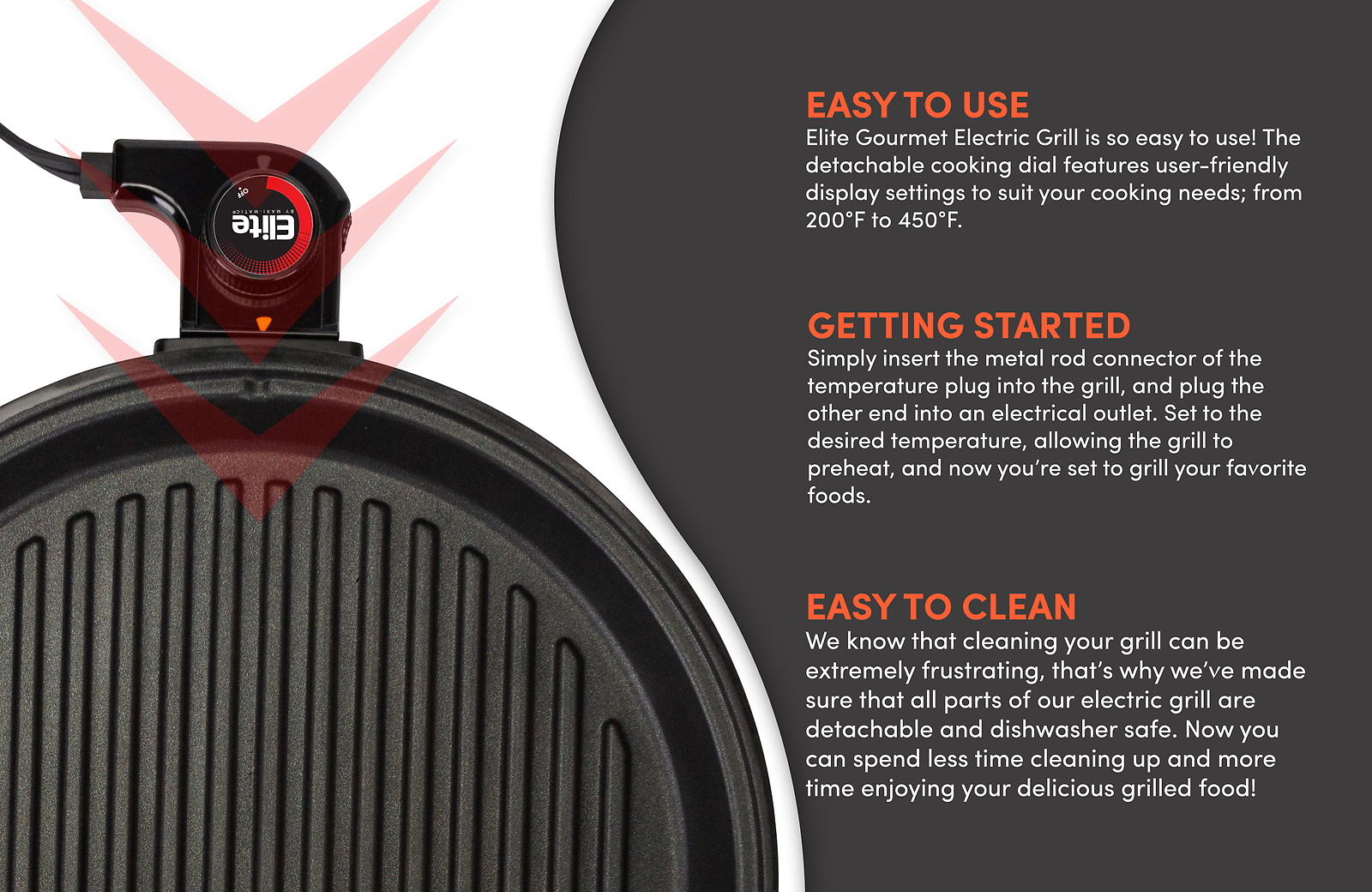 Elite Gourmet 12” Deluxe Indoor Grill with Tempered Glass Lid