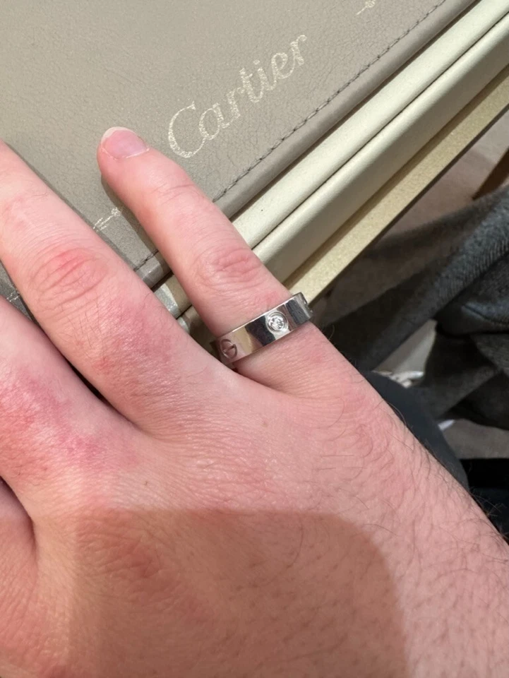 Cartier Love Ring 3 Diamonds 18K 750 White Gold 62mm CRB4032562 Size 10 0.22 CTW - Image 4 of 4