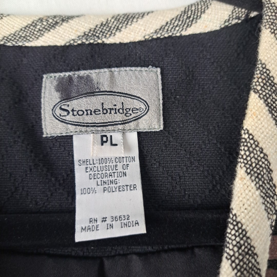 Vtg Stonebridge Petite L Jacket Patchwork Button … - image 2