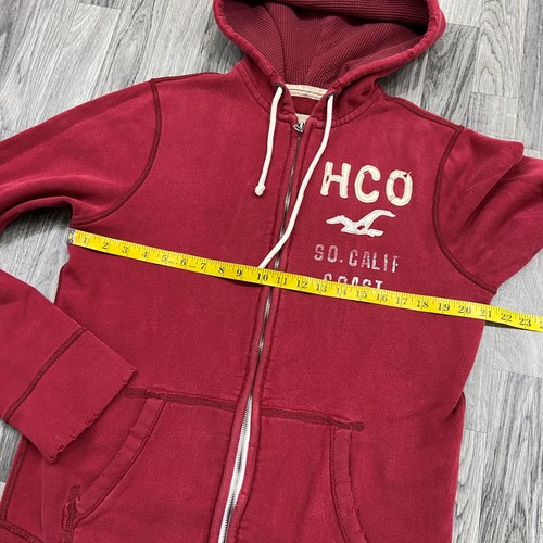 HOLLISTER Graphic Print Full Zip Red Hooded Sweatshirt Hoodie Men's Size Large - Picture 8 of 8