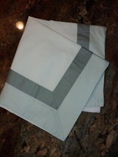 1 Restoration Hardware Banded or Framed White Green Sateen Euro Sham 25x25"