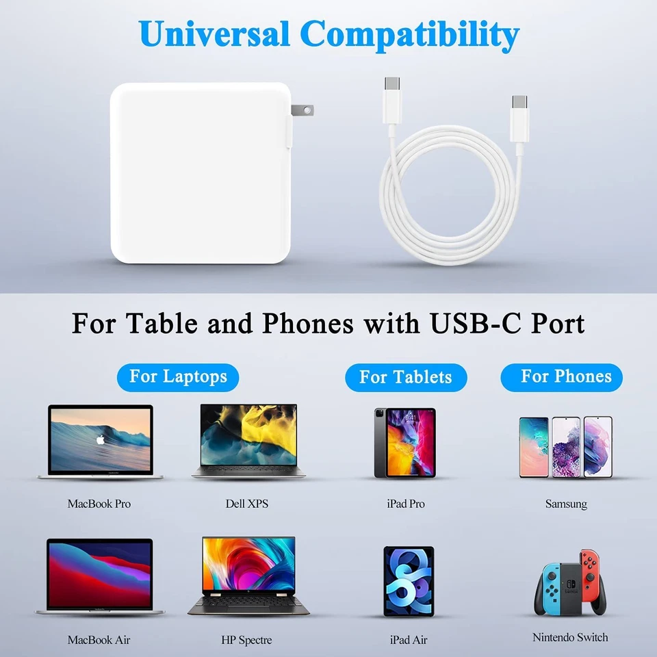 61W USB C Type C Adapter MacBook Pro 13'' A1708 2016 2017 2018 2019 2020 Charger - Image 2 of 4