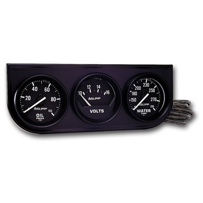 AUTO METER 2397 Autogage Black Console Oil/Volt/Water Gauge,2.3125 in., Black...