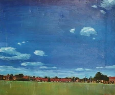 Contemporary realist oil painting cityscape