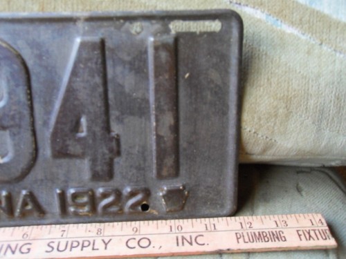ORIGINAL 12" LICENSE PLATE 1922 PENNA PENNSYLVANIA PASSENGER / TRUCK #5-941 - Picture 4 of 5