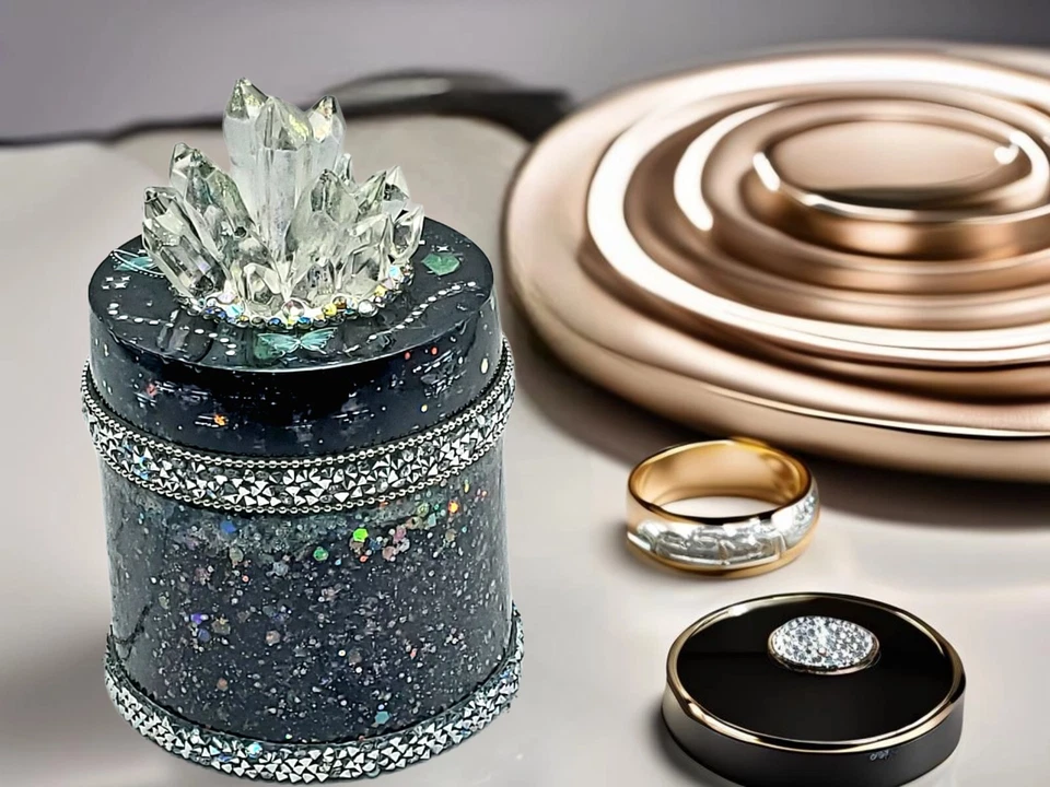 Tarro de almacenamiento grande de cristal brillante decoración de oficina en casa hecho a mano Foto 4 de 4