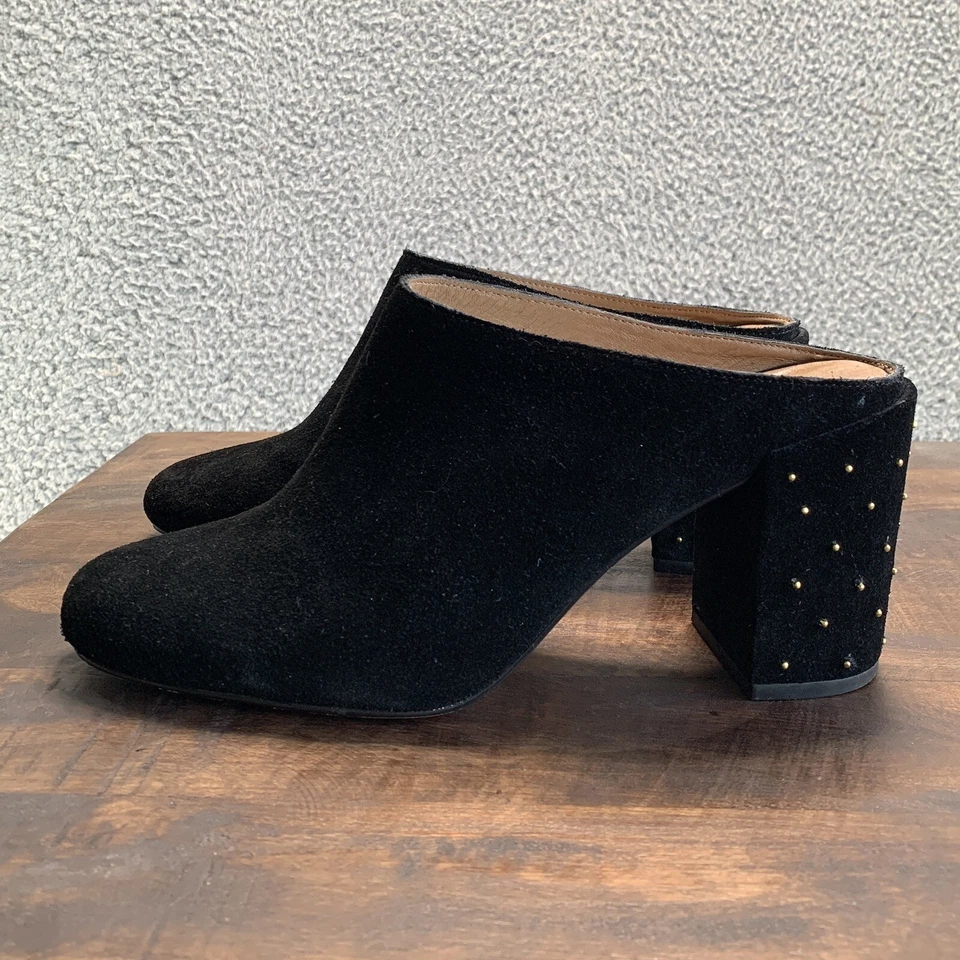 Женские сабо Anthropologie Bettye Muller Mule 9 черные замшевые с заклепками на массивном каблуке - Изображение 4 из 4