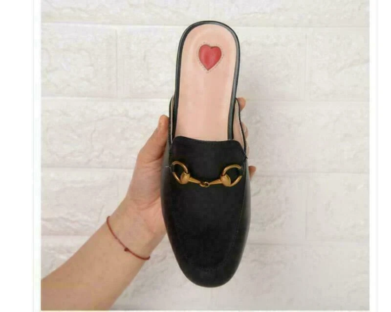   Zapatillas de cuero para mujer con bordado Mules Princetown Horsebit Mules Zapatos  Foto 4 de 4