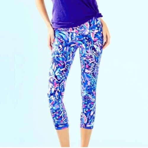 Lilly Pulitzer Luxletic Royal Purple Party Wave Weekender Crop Leggings Size M