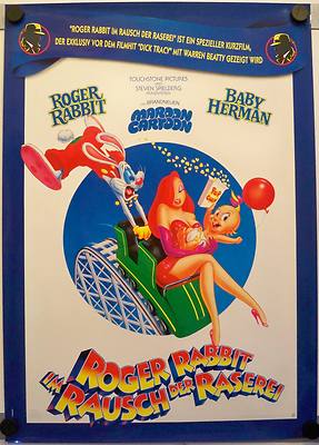 Roger Rabbitt Im Rausch der Raserei Filmposter A1 GEROLLT Roller Coaster Rabbit