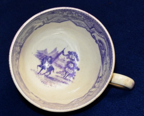 Antik 1807-27 Hackwood & Co Transferware lila Damaskus Set Tasse & Untertasse - Bild 4 von 6