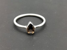 Natural Smoky Quartz Pear Cut Gemstone 925 Sterling Silver Women Handmade Ring