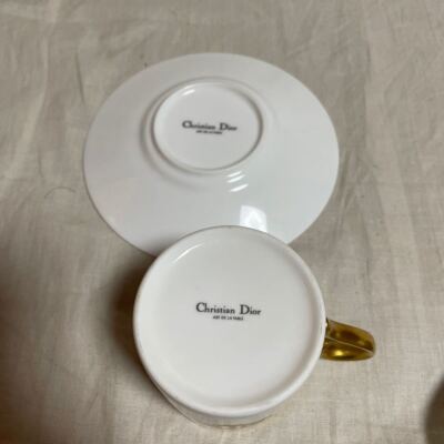 Christian Dior ART DE LA TABLE Pair Cup & Saucer Tableware Logo