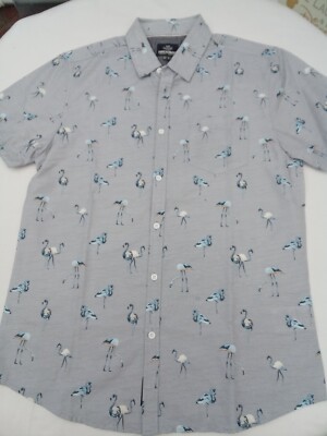 Mens Threadbare Short Sleeve Shirt Cotton Oxford flamingo print Casual bnwt.