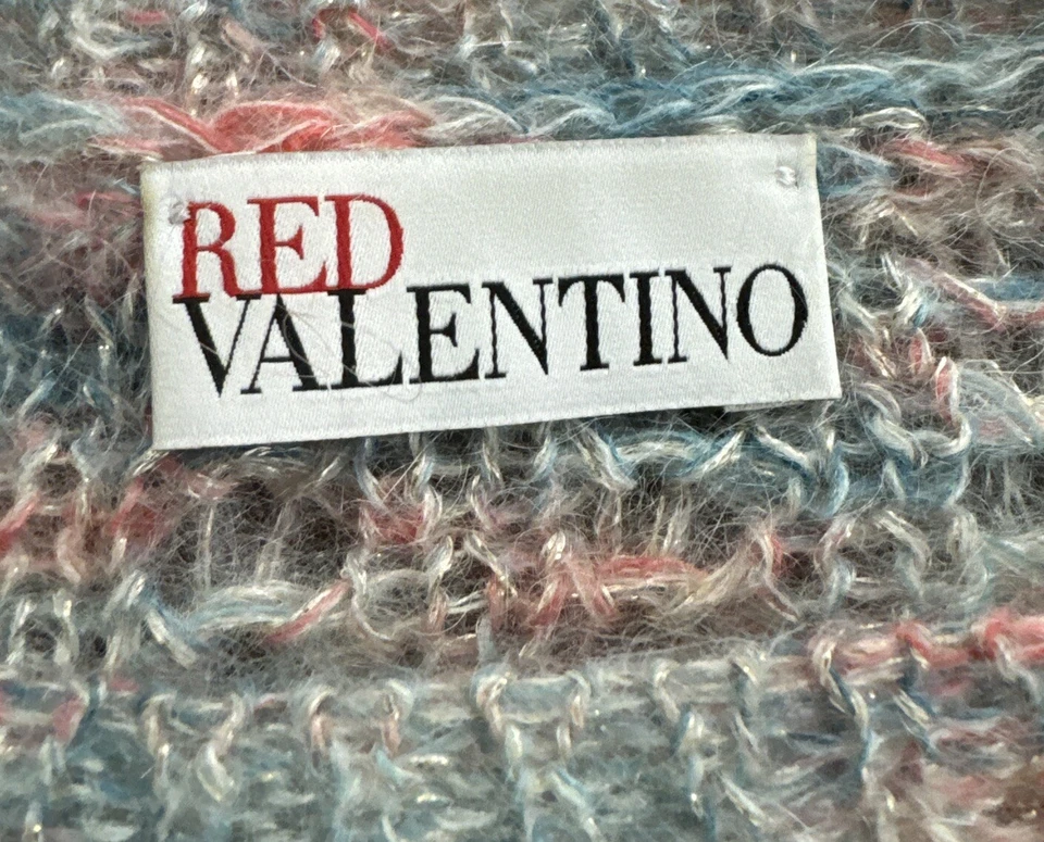 Suéter Tejido Grueso Rojo Valentino Spa Rosa y Azul Mezcla Mohair / Pequeño Foto 4 de 4