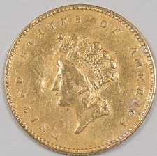 US 1854-1889 1 $ or avec marque à souder sur date rare pièce vintage 5gp021 combinaison