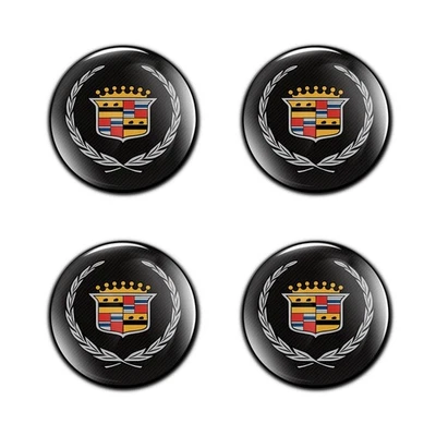 Cadillac Stickers Decals Rim Badge Dome Gel Resin Cover Center Caps 15-100mm 4pc