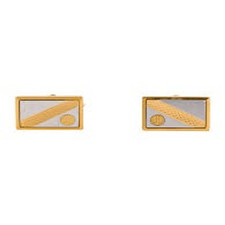 Dunhill Two Tone Rectangular Cuff Links Silver Gold Professional Sophisticated
