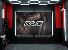 Large Rays Wheels Volk TE37  Banner Garage Workshop Bedroom Wall Art Poster