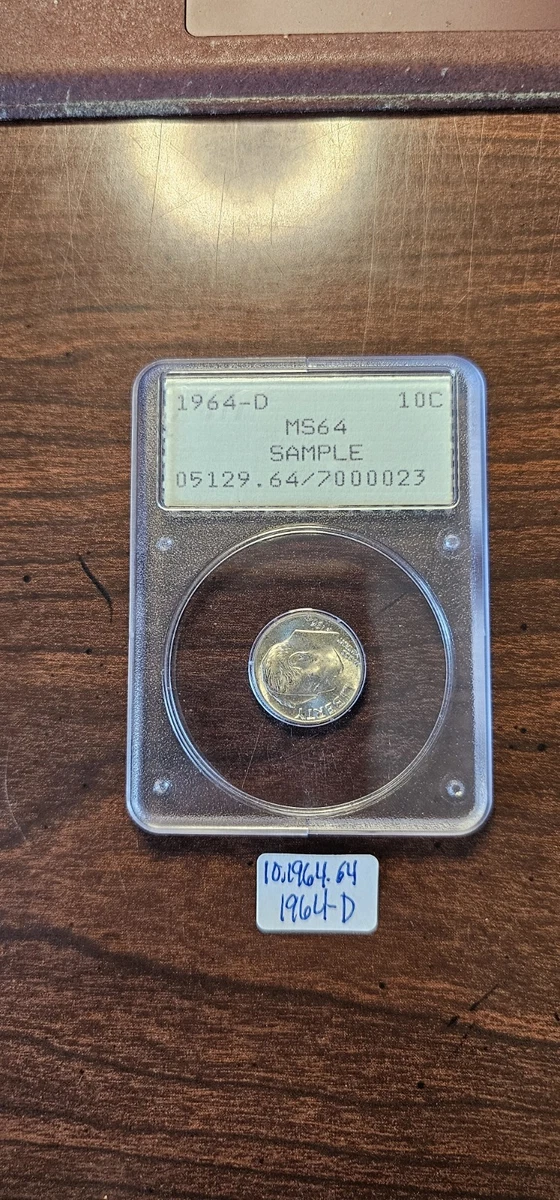 PCGS Certified MS 64 Graded 1964 Roosevelt Dimes (1946-Now) for