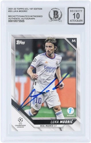 Luka Modric Real Madrid Signed 2021-22 Topps UEFA 1st Edition #35 BAS 10 Card