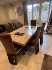 Marble Dinning Table with 6 Chairs Dining Set Kitchen Furniture