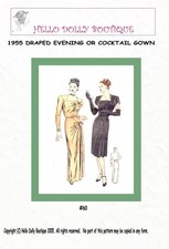 60 Evening Gown 940's Fashion Doll Pattern You choose your size