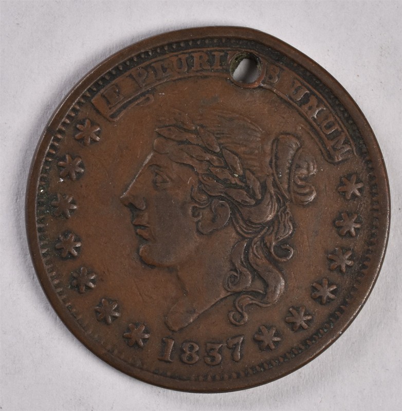 1837 Hard Times Token - Millions For Defence - Holed