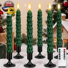 6 Pcs Christmas Tree Candles with Metal Candle Holder, Real Wax Christmas Tree C