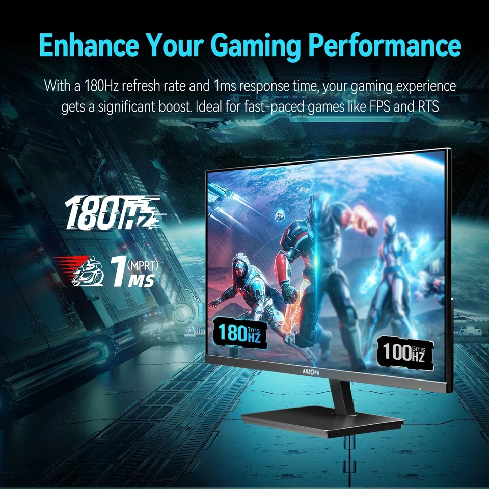 ARZOPA 27" QHD Gaming Monitor – 180Hz FastIPS 1ms FreeSync for PC & Console - Image 3 of 4