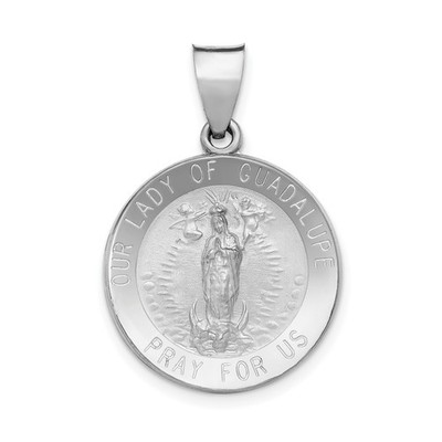 14k Weißgold Unsere Liebe Frau von Guadalupe Anhänger Jungfrau Maria Katholisch Charm Andacht