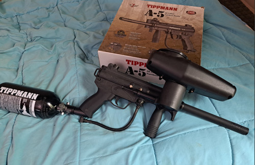 Tippmann A-5 Paintball Marker + Tank and Compressor