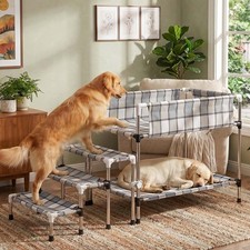 Bedside Dog Bunk Bed W/ Guardrail  Stairs Elevated Double Pet beds