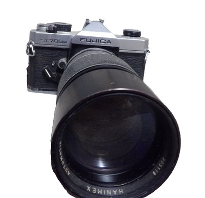 Fujifilm Fujica ST 705N  35mm film camera attached 200mm lens