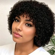 Short Curly Pixie Cut Wig for Black Women Brazilian Virgin Human Hair Wigs 180 