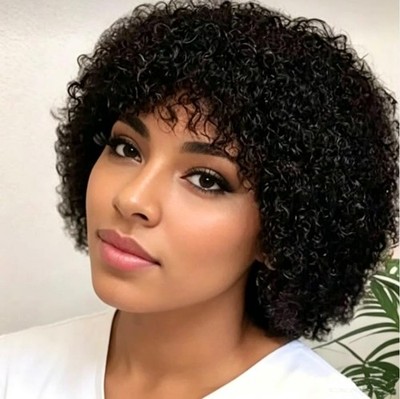 Short Curly Pixie Cut Wig for Black Women Brazilian Virgin Human Hair Wigs 180%