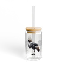 Gray Crowned Crane Sipper Glass 16 oz bird watcher bird lover tea water